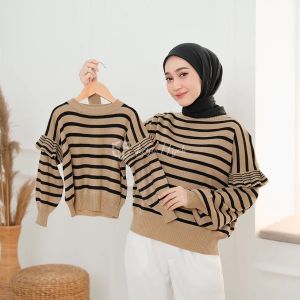 Koyu Hijab Stripe Baju Couple Ibu dan Anak (Anak Xs M dan L)