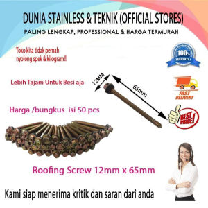 Baut Baja Ringan Roofing Screw Ruping 12x65 /50pcs