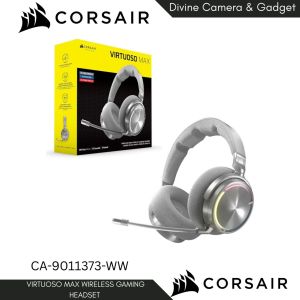 Corsair Virtuoso MAX Wireless Gaming Headset – Dolby Atmos Active Noise Cancelling Sonarworks SoundID Simultaneous 2.4GHz Wireless & Bluetooth 50mm Graphene Drivers PC Mac PS5/PS4 – Silver