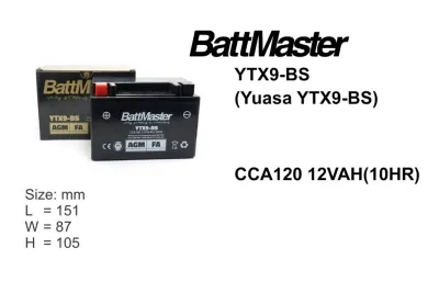 BattMaster YTX9 YTX9-BS Battery Bateri Motorcycle