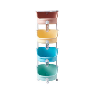 881 Toy Storage Rack for Kids Plastic Bin Box with Wheels / Rainbow