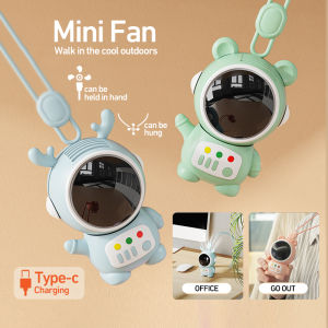🔥พัดลมคล้องคอ นักบินอวกาศ USB ชาร์จใหม่ 360° พัดลมมือถือ Mini Fan Cooler พัดลมน้อย พัดลมมินิมอล