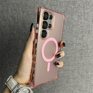 For Magsafe Armor Wave Curly Non-Slip Bumper Phone Case For Samsung S26 S25 Ultra S24 Plus Luxury  Wireless Charge Frosted Cover