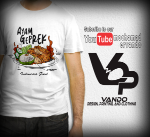 BAJU KAOS AYAM GEPREK / KAOS DISTRO / TSHIRT MAKANAN KULINER INDONESIA FOOD Putih