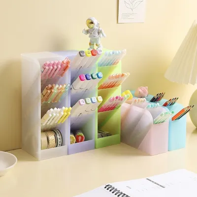 Rak Mini Sekat Pensil Bahan Plastik Rak ATK Meja Kantor Sekat Kotak Penyimpanan Alat Tulis Serbaguna