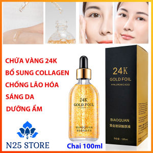 Serum Tinh Chất Vàng 24k Gold Foil Hyaluronic Acid Thương Hiệu BIAOQUAN Chai 100ml – Dưỡng Ẩm Sáng Da Sản Sinh Collagen Giúp Tái Tạo Da Cải Thiện Da Khô Xỉn Màu