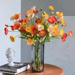ECOCOKU Bridal Wedding Decoration Flocking Stem Elegant Realistic Real Touch Faux Bouquet Silk Plants Artificial Papaver Rhoeas Fake Flowers