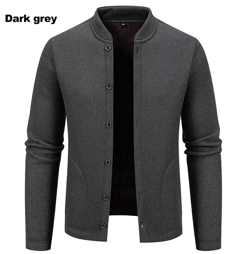 Cozy Up Men's Cardigan Sweaters Stand Collar Cable Knit Button Sweater