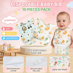 Disposable Baby Bibs 10PCS Waterproof Drool Feeding Bib Portable Mess Free for Travel Infants
