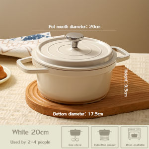 S&S Enamel Pot with Lid Dutch Oven Non-stick Saucepan 20cm/ 24cm Casserole Pot Non Stick Periuk Enamel Big Capacity Ovenable Soup Pot Enamel Pot Induction Cooker Cookware
