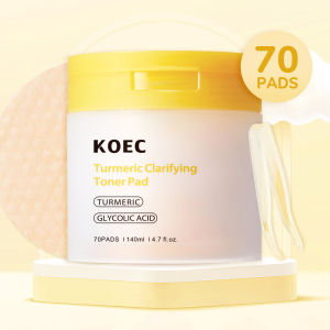 KOEC Turmeric Glycolic Acid Cotton Pads 70pcs Exfoliating cleansing cotton pads with tweezers