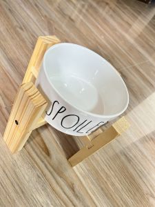 OF027 ELEVATED CAT BOWL STAND | DOG BOWL STAND | Wood Stand No Spill Pet Food Water Feeder