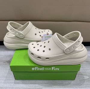 Giày sục crocs chuẩn xịn chống hôi chân nhựa tế bào êm mềm siêu bền đi mưa lội nước đi biển band crush đế cao 6cm màu kem