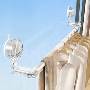 Punch-free Suction Cup Clothes Drying Rack Portable Wall-Mounted Telescopic Clothes Drying Rod