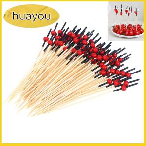 huayou 100x 12cm Heart Bamboo Pick Buffet cake Fruit Fork Party Dessert Salad Stick