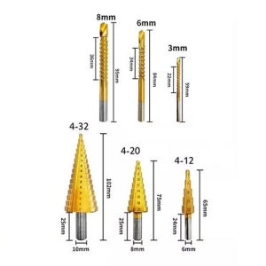 เซตดอกสว่าน 6 ชิ้น (3 ดอกหยัก + 3 ดอกทรงเจดีย์) เจาะเหล็ก ไม้ กระเบื้อง ขยายรู คว้านเรียบ คม ทน งานช่าง DIY