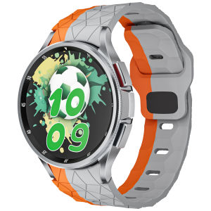 Sport Strap for Samsung Galaxy Watch 6 Classic 43mm 47mm Galaxy Watch 6/5/4 40mm 44mm Band Football Print Silicone Strap for Galaxy Watch 5 Pro 45mm/4 Classic 42mm 46mm