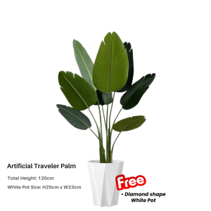 【SG Evergreen】Artificial Traveler Palm – Realistic Indoor Plant for Home & Office Lifelike Artificial Plant for Decor Palm Tree Fake Plants Tall Fake Plants with Pot