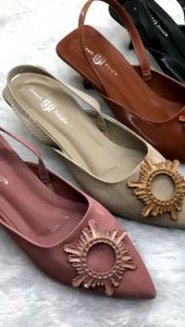 Raya Dream People Shoes Sepatu Pesta wanita Sandal Hak sedang Sling back Cantik Viral
