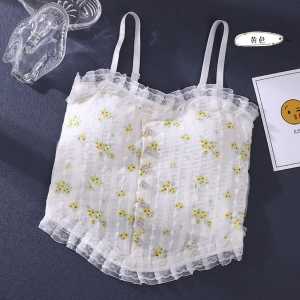 Tank Top With Cup Bra Motif Bunga Vintage Fit M-XL/ Crop Top With Cup Bra Motif Bunga Vintage /Atasan Vintage Wanita