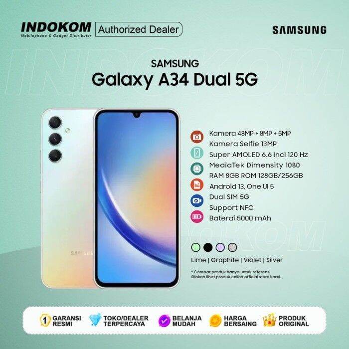 Samsung Galaxy A34 5G RAM 8GB 128GB/256GB - Garansi Resmi | Lazada ...