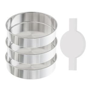 Nonrust Steel 8inch Baking Pan Set of 3 Commercial Quality Cake Molds Includes 100 Precuts Parchment Sheets for Easy Releases