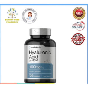 Horbaach 120 Count Hyaluronic Acid & MSM Capsules 1000mg Per Serving Non-GMO Gluten Free Nutritional Supplement Help Supply Body Nutrient For Skin & Joint Related Daily Wellness Maintenance