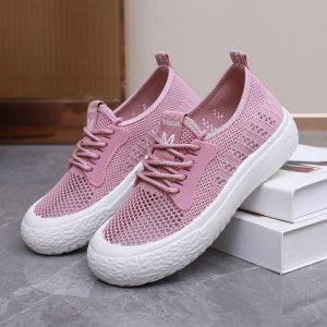 IELGY Summer New Fashion Mesh Shoes Women Fly Woven Cut-out Platform Sole Running Breathable Sneakers