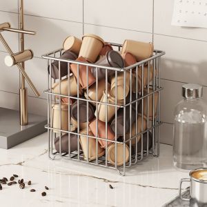 TRYANY Rust-proof Kitchen Storage Basket 304 Stainless Steel Stackable Kitchen Drain Basket Food Storage Basket Ventilated Cabinet Organizer Bathroom