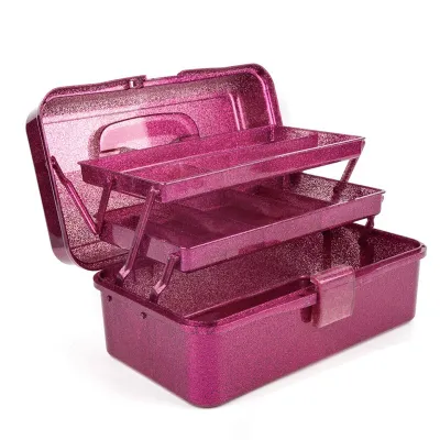 FCGlitter Pink & Craft Tool Storage3-Layer Stackable Carry Tackle Sewing Organizer for Art
