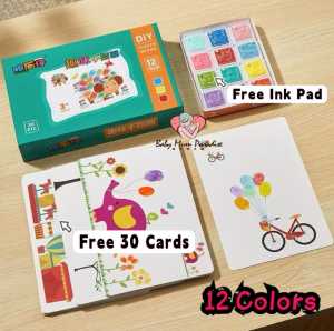 Finger Painting Art Kit Set/12&24 Colors Stamp Pad/DIY Art Craft Kid Coloring Book/Washable Finger Paint/Early Education