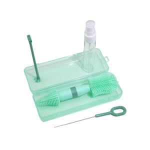 Portable Baby Bottle Scrubber Set Pacifier & Milk Bottle Brush Straw Brush Feature Drainage Rack Storage Box