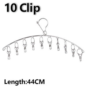10 Clips Stainless Steel Clothes Hanger Windproof Drying Racks Socks Laundry Hangers Underwear Hanger Baby Clothes Rack