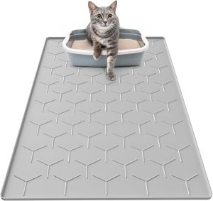 Large silicone cat litter mat waterproof silicone mat for flooring waterproof/urine resistant garbage recycling easy to clean soft (22 inches X34 inches - gray)