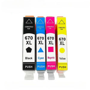 Compatible 670XL BK/C/M/Y Ink Cartridges Replacement for HP Deskjet Ink Advantage 3525 4615 4620 4625 5525 6525 Printers CZ117AL Black 24ML Cyan Magenta Yellow 15ML Each