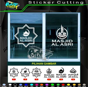 Sticker Dinding dan Kaca Pintu & Jendela Kaca Nama Masjid Musholla Kaligrafi