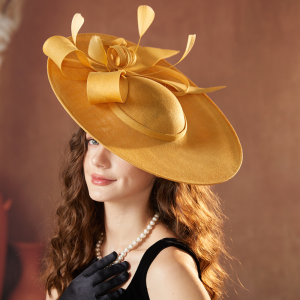 WININ Wide Brim Women Fascinator Hats with Headband Vintage Tea Party Hat Fashion Large Church Hats Lady Headwear