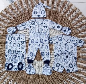 Paket Hemat 3 Setelan baju bayi lengan panjang pendekkutung + sartaki & kupluk Bayi Baru Lahir