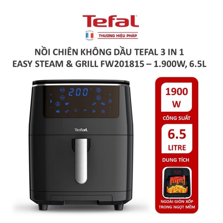 [ Hỏa tốc HN - HCM ]   Nồi chiên không dầu Tefal FW201815 chiên hấp đa năng (3in1) 6,5 lít - Nồi chiên không dầu Tefal 3 trong 1 Easy fry Steam & Grill chính hãng Pháp