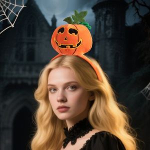 NOVELLEO Bat Halloween Headband Skeleton Pumpkin Halloween Hair Hoop Personality Plush Catoon Hairband Cosplay