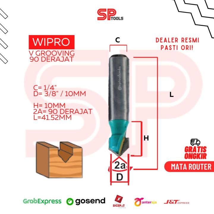 MATA ROUTER ROTER PROFIL KAYU ACP V GROOVING BIT 90 DERAJAT 1/4