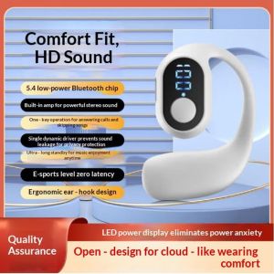 Rosy Recess Open-Ear Bluetooth Headphones with LED Battery Display High-Quality Sound and Ergonomic Design for Seamless Music Experience