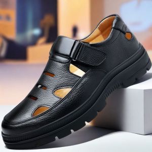 Free Shipping Sandals Leather Sandals Closed-Toe Sandals MenS Slip-On Sandals Non-Slip Casual Breathable Perforated Summer Shoes For Men