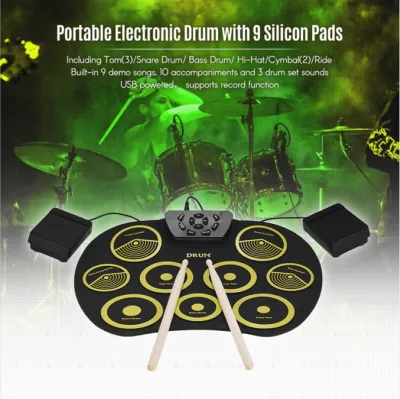 electronic drum set for kids pad electric Electronic Roll up Thicken Silicone Drum Electric Drum Kit with Drumsticks and Sustain Pedal for Kids Beginners drumpad 电鼓