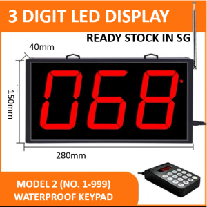WIRELESS QUEUE NUMBER DISPLAY SYSTEM - 3-NUMBERS DISPLAY/ STANDARD 1 NUMBER DISPLAY - F&B / CAFE