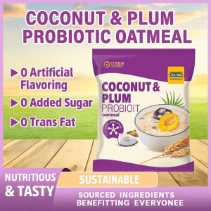 20 packs Coconut Plum Probiotic Oatmeal – Healthy Breakfast Sugar-Free High Fiber Individually Packed