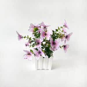 PLLEWY 28 Blooms Butterfly Orchid Artificial Flower Multicolor Plastic Fake Plant Flower Potted Lifelike Accessories Simulation Bonsai Home Office Decoration