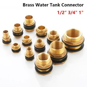 LUXEMO 1Pcs Male Female Thread Brass Water Tank Connector 1/2" 3/4" 1" Brass BSP Thread Connector Durable Sealing Ring Bulkhead Pipe Joint for Water Tank Fish Tank