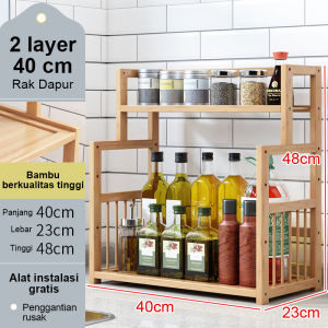 Rak rempah-rempah/Rak bambu/Rak bumbu dapur/Rak meja/Rak penyimpanan sederhana