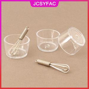 JCSYFAC 1 Bộ Dollhouse thu nhỏ trứng Bát trứng Beater cán Pin Pan nhà bếp mô hình trang trí nội thất đồ chơi nhà búp bê phụ kiện